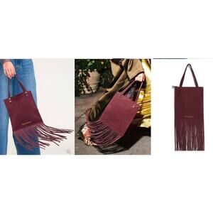 Cynthia Rowley Women's Felicity Fringe Suede Tote bag NWT 198 Burgundy